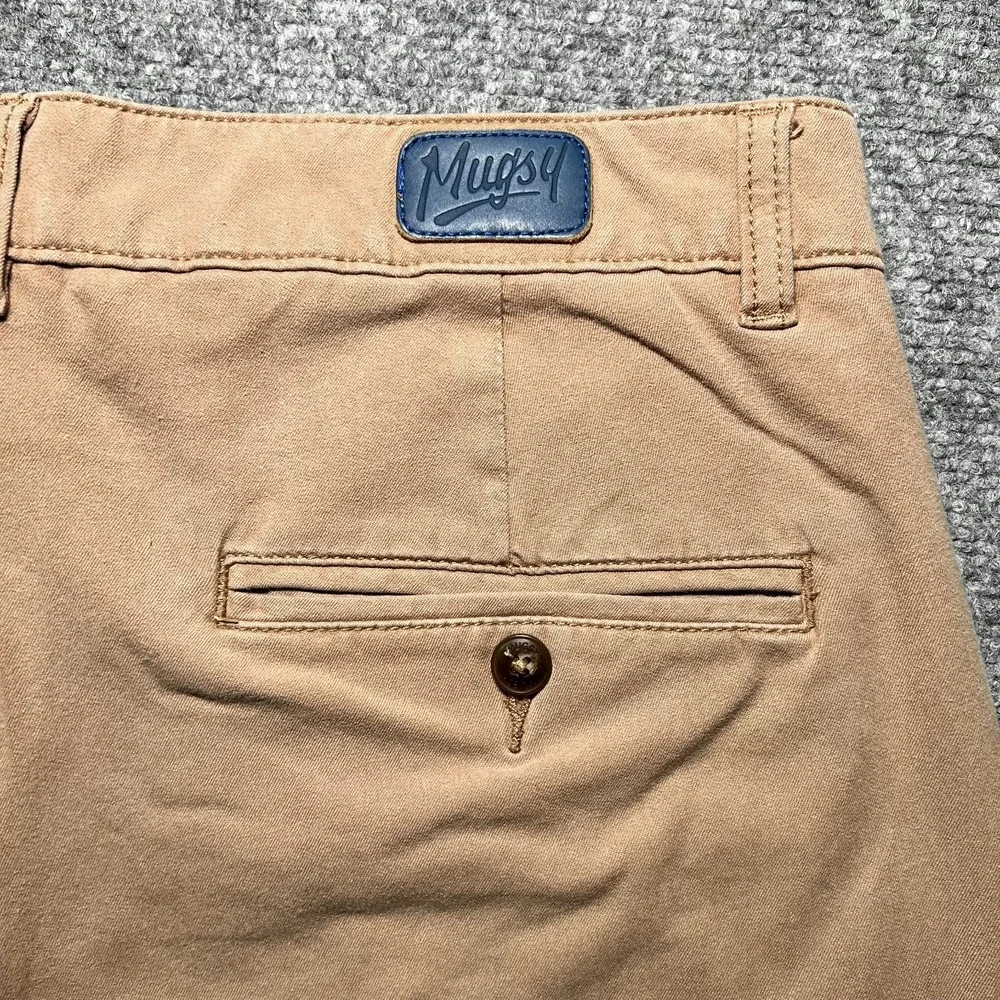 Mugsy Belmonts Slim Straight Stretch Chino Pants Tan Brown Men 34x30